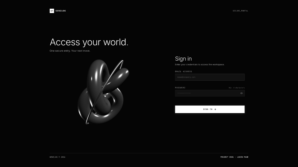 GENZLOG Login Page